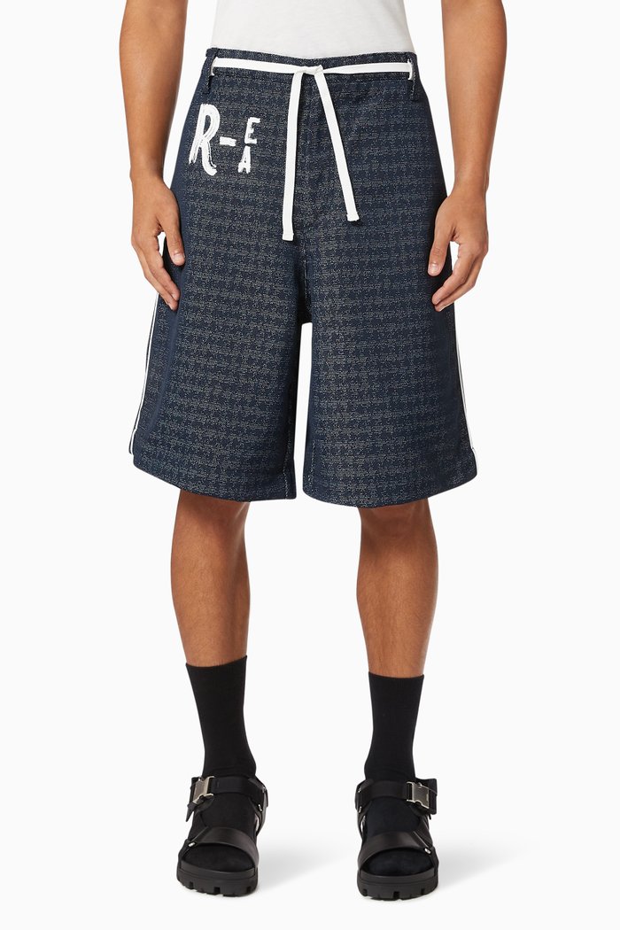 

R-EA Print Houndstooth Shorts, Blue
