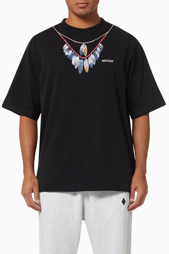 

Double Chain Feather T-shirt in Cotton, Black