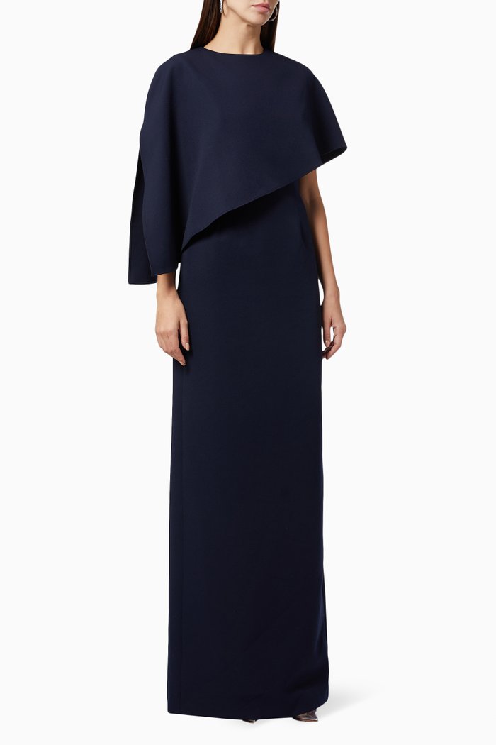

Asymmetric Cape Gown, Blue