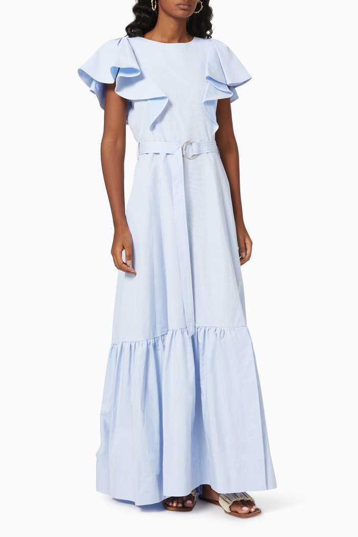 Julia Dress in Linen, Blue