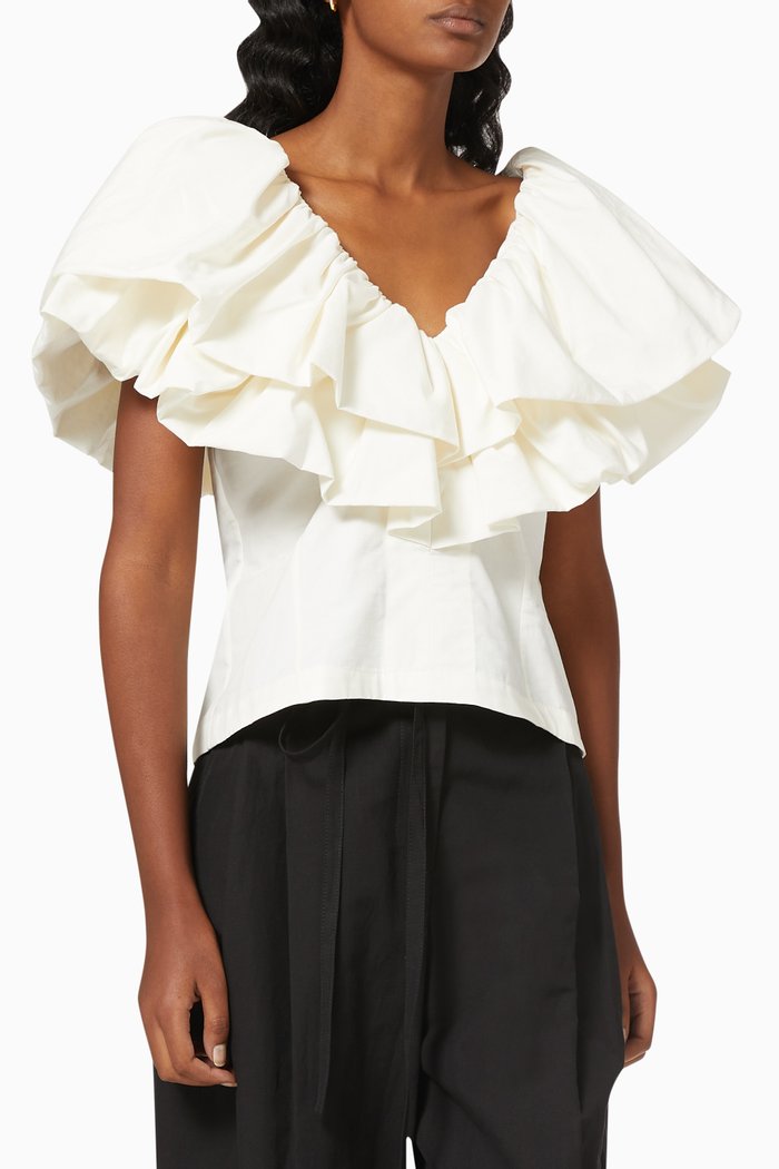

Elena Puff Top in Cotton, Neutral