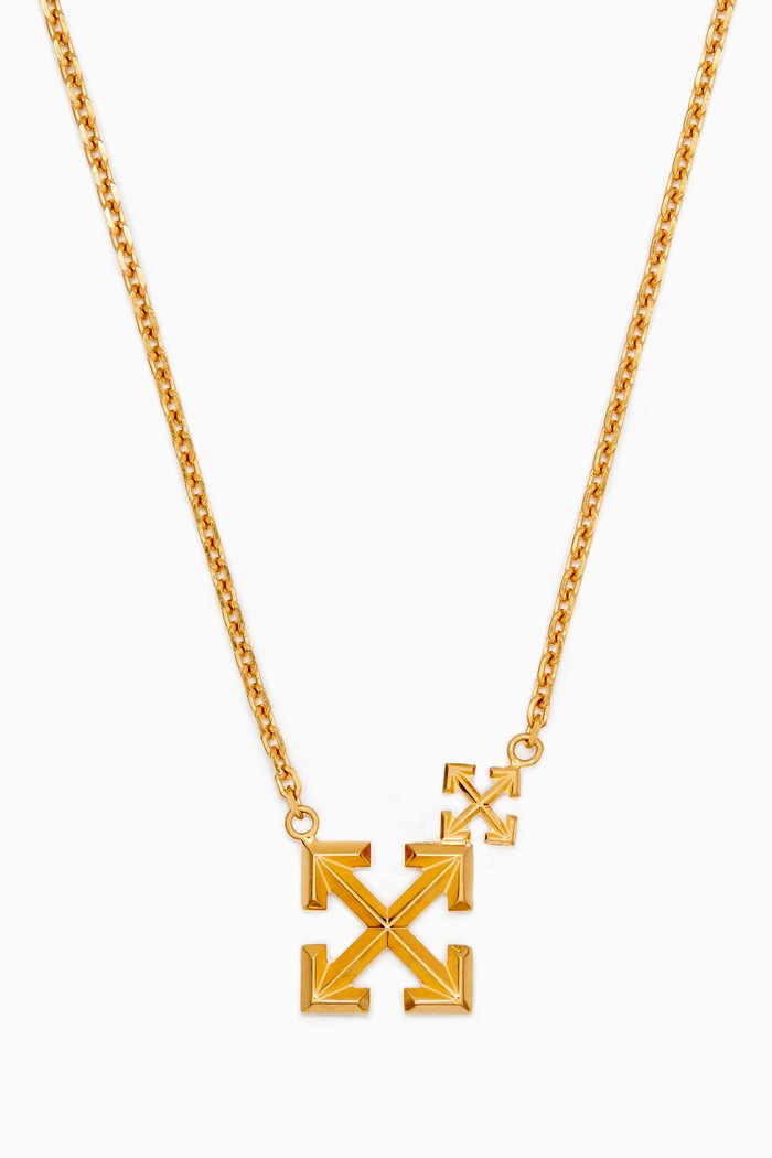 

Double Arrows Logo Necklace in Brass, Gold
