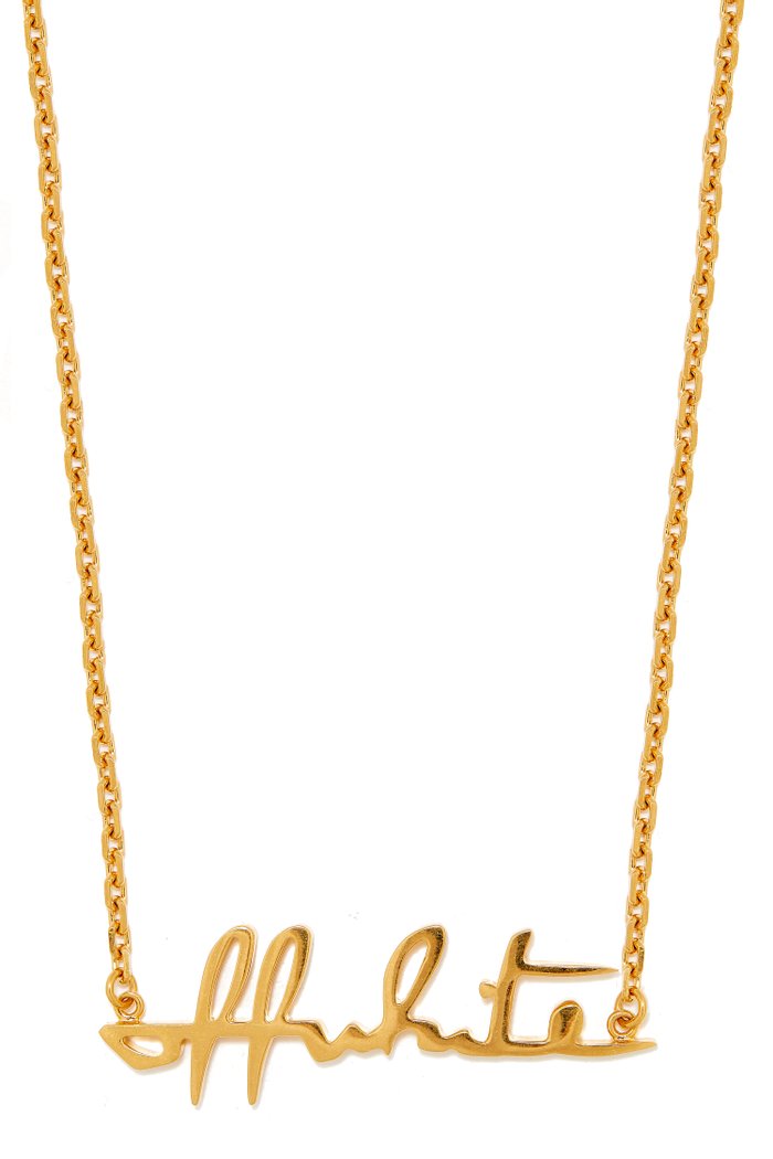 

Script Logo Necklace in Brass, Gold