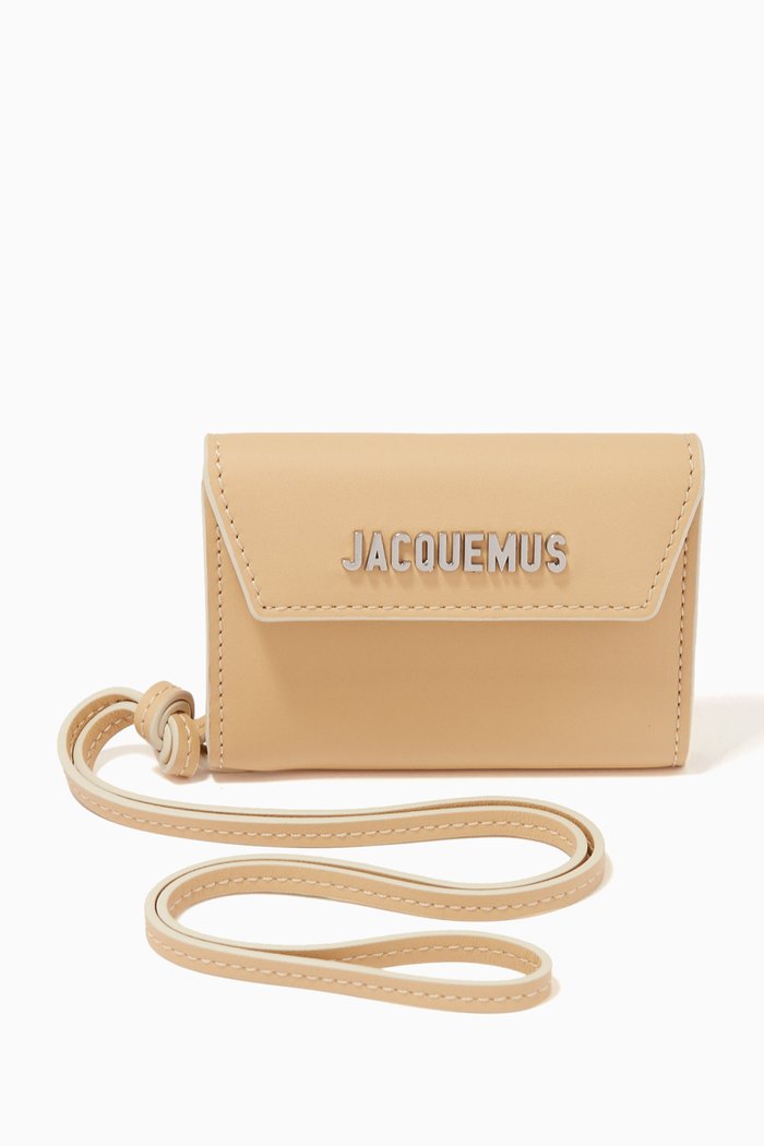 

Le Porte Wallet on Strap in Leather, Neutral
