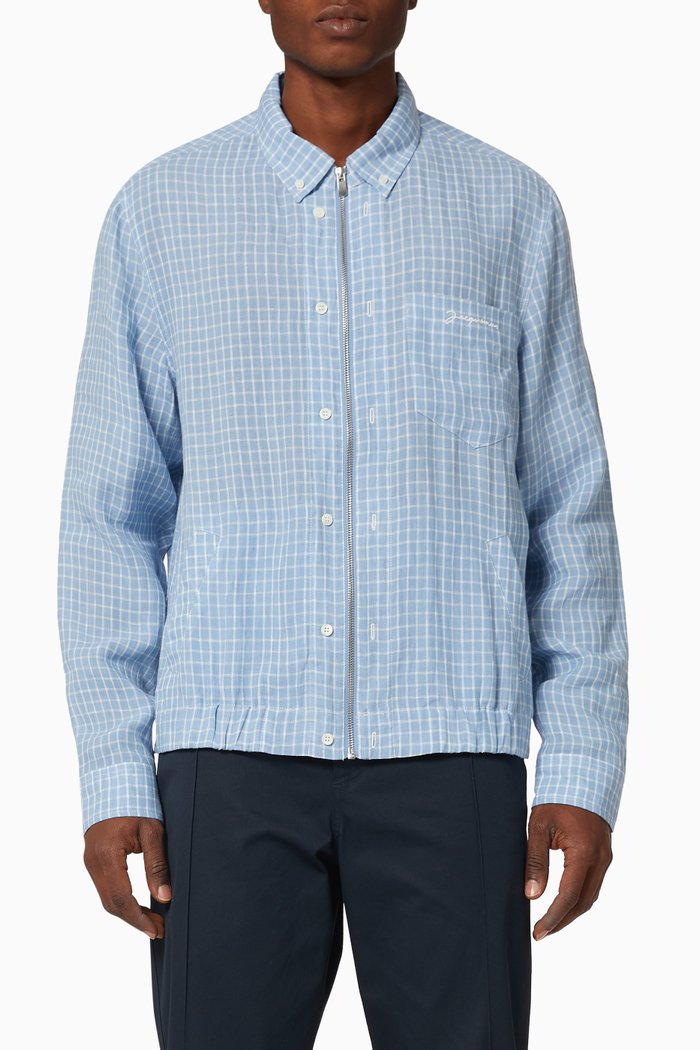 

Le Blouson Chemise in Linen, Blue
