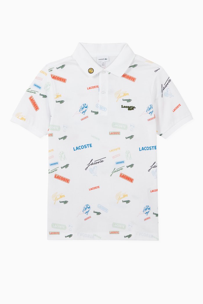 

Logo Motif Cotton Piqué Polo Shirt, White