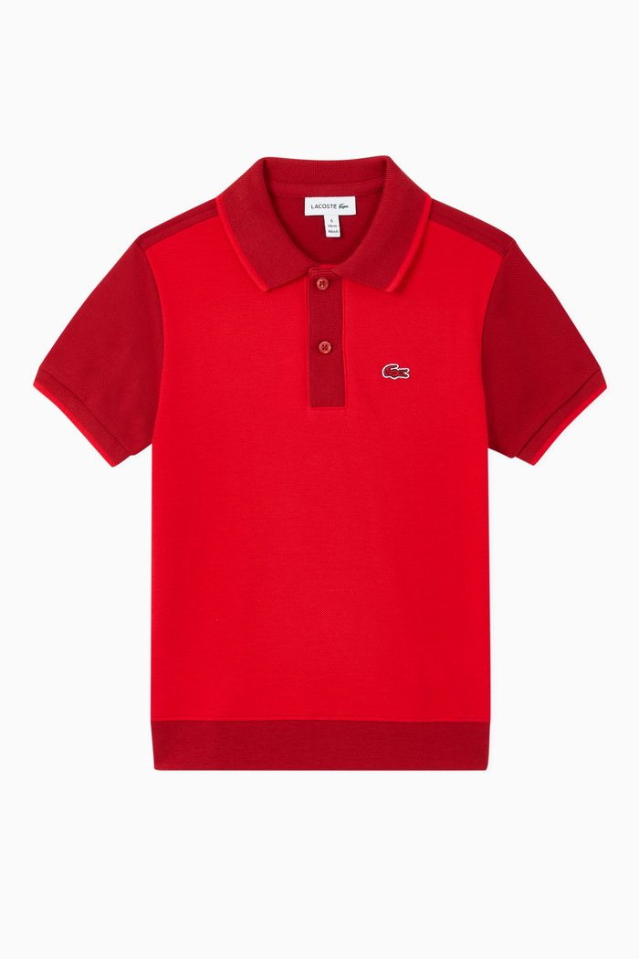 

Regular Fit Two-Tone Cotton Piqué Polo Shirt, Red