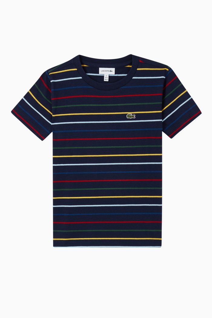 

Striped Cotton Piqué T-Shirt, Blue