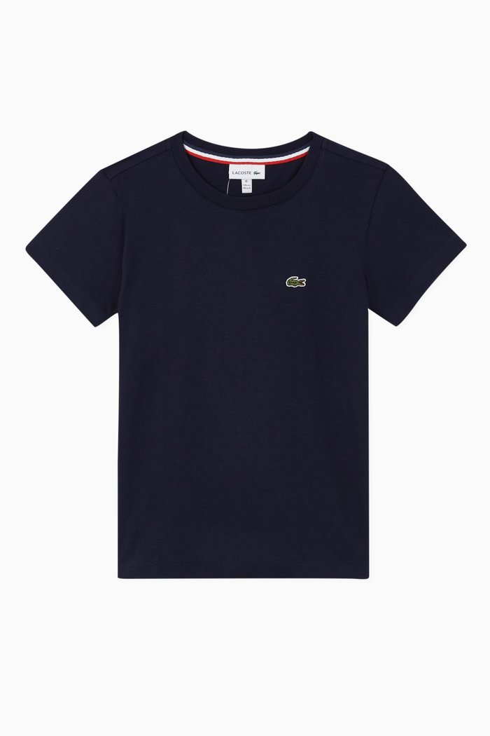 Small Logo Cotton Crewneck T-Shirt, Blue