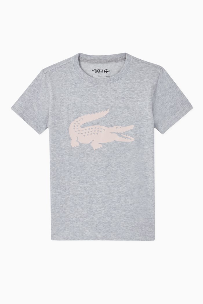 Sport Oversized Croc Technical Cotton Tennis T-Shirt, Silver