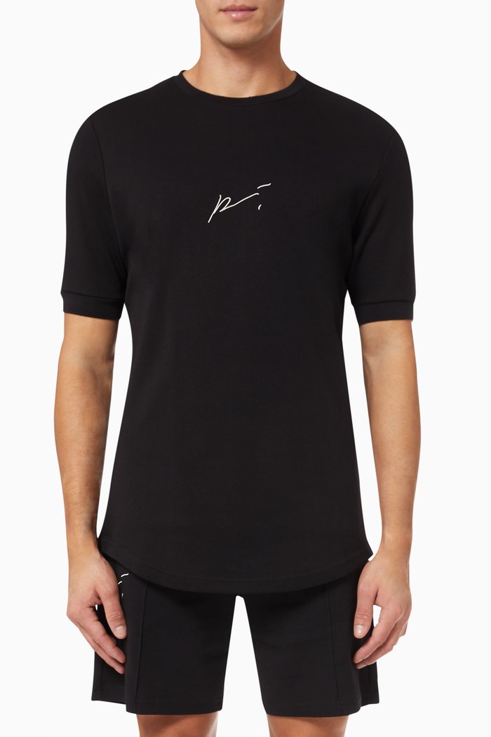 

Signature Logo Slim Fit T-shirt in Jersey, Black