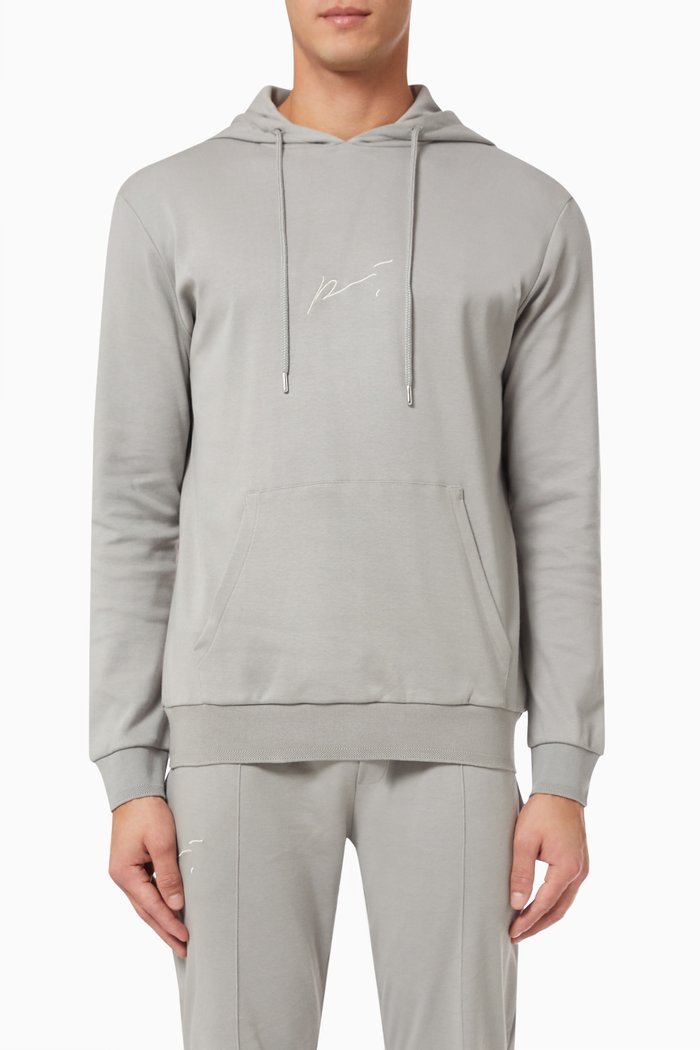 

Signature Logo Hoodie in Jersey, Grey