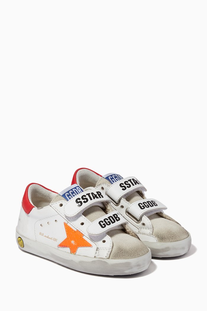 

Old School Sneakers with Leather Star in Leather, White