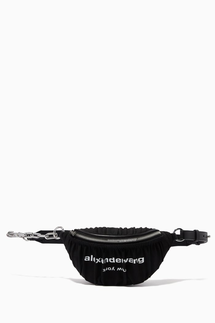 

Attica Ruched Crossbody Fanny Pack in Nylon, Black