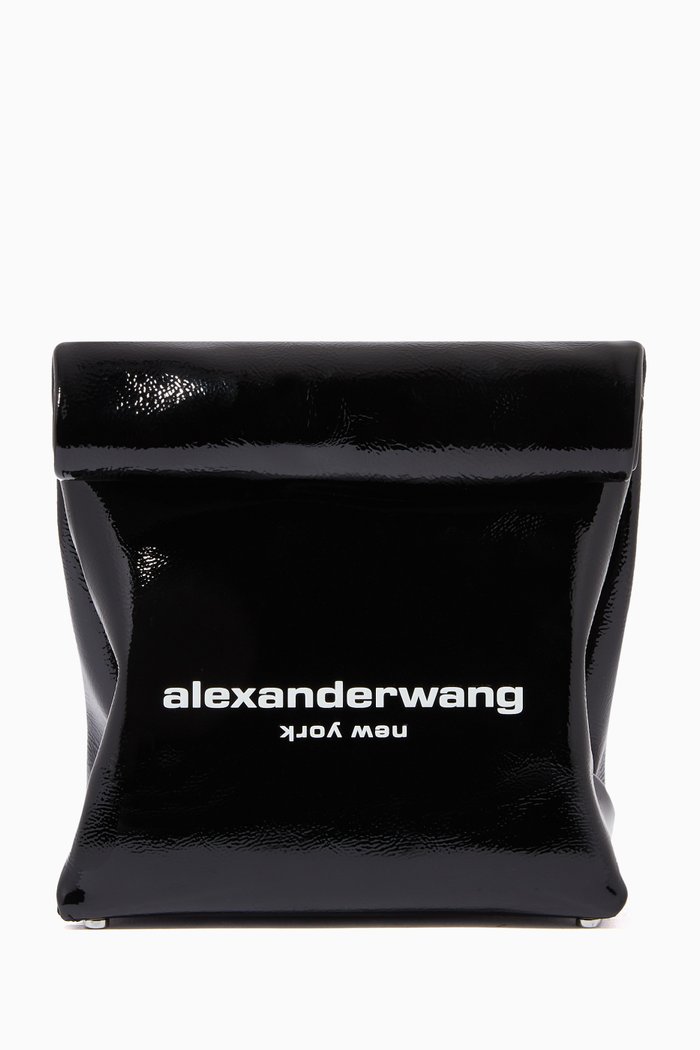 

Lunch Bag Clutch in Leather, Black