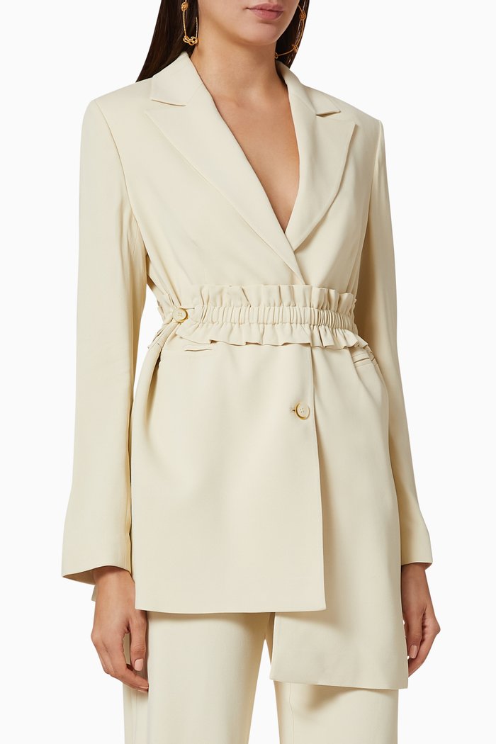 Asymmetrical Belted Jacket, Neutral