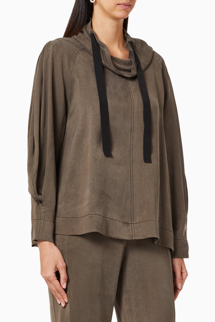 

Overiszed Drawstring Blouse, Green