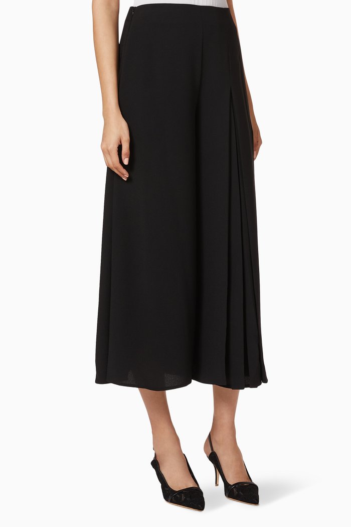 

Pleated High-Waist Culottes, Black