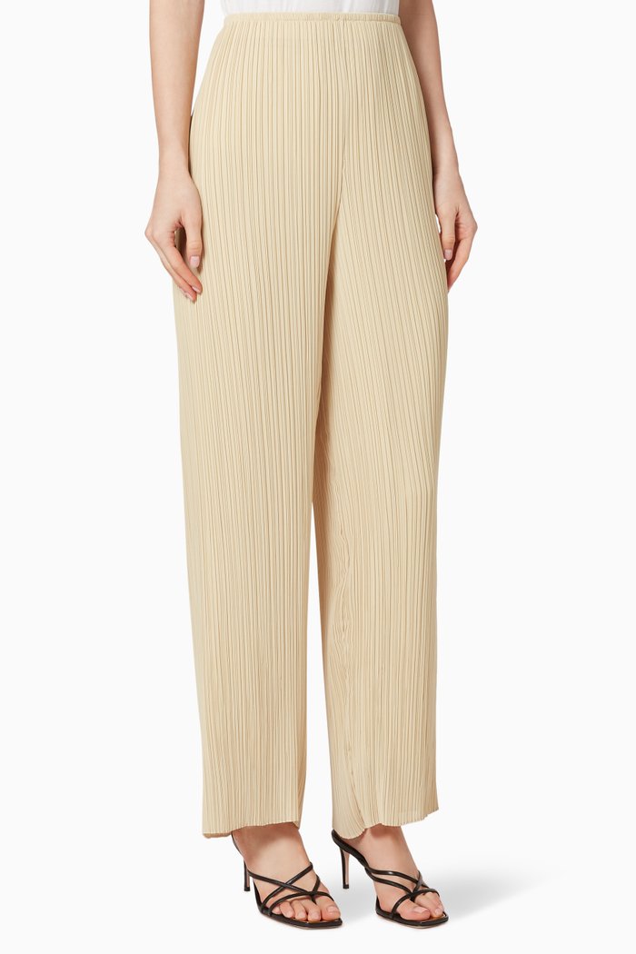 

Pleated Crepe Pants, Neutral