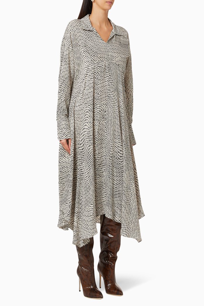 

Asymmetric Printed Dress, Black