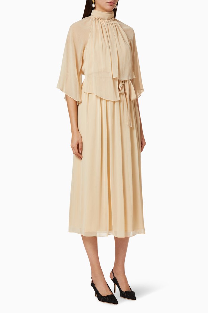 

Crepe Belted Dress, Pink