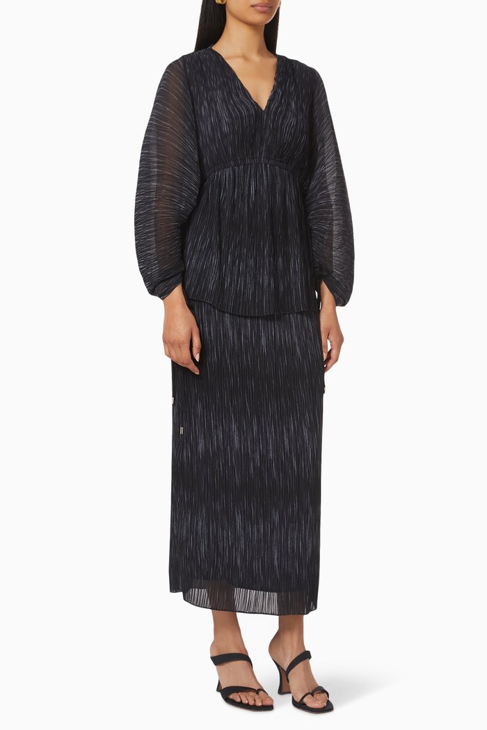 

Pleated Midi Dress, Black