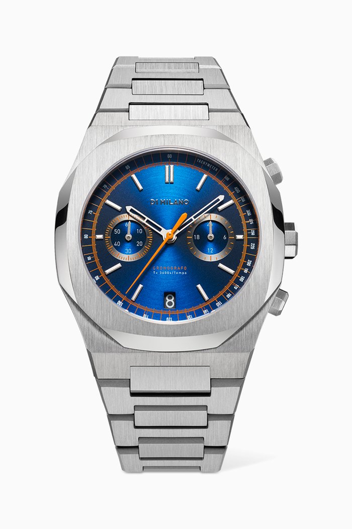 

Chronografo Bracelet Soleil Blue Watch, 41.5mm, Silver