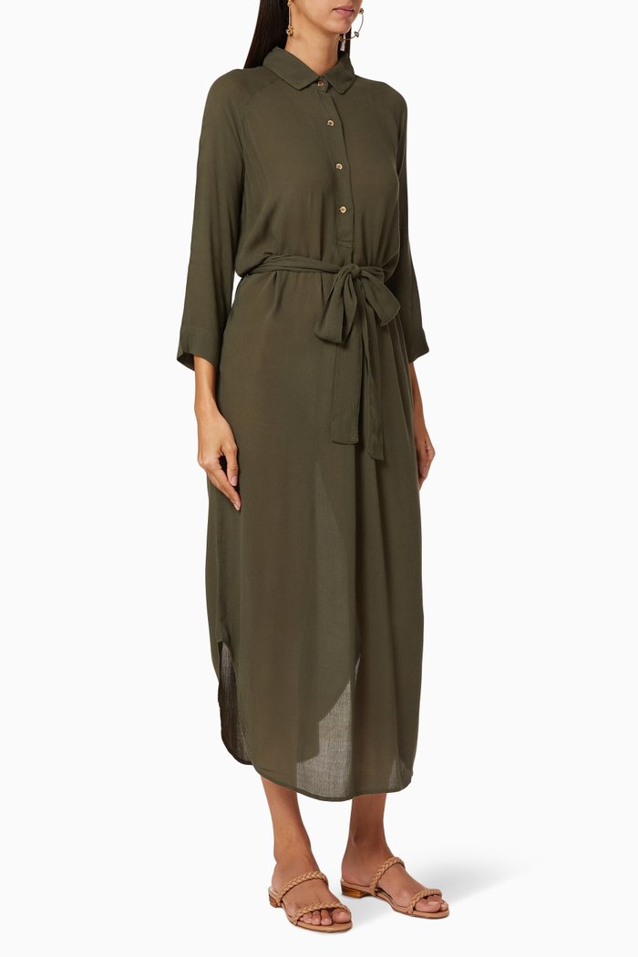 

Alesha Rayon Midi Shirt Dress, Brown
