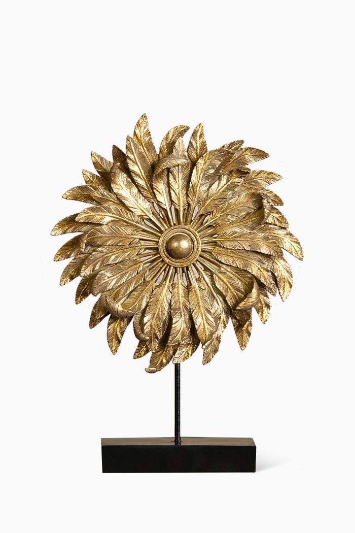 Decorative Feather on Stand, Gold