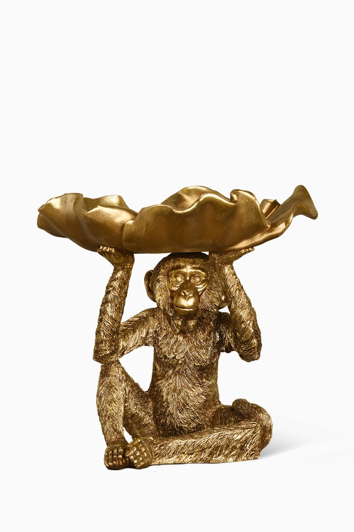 

Large Decorative Monkey with Tray, Gold