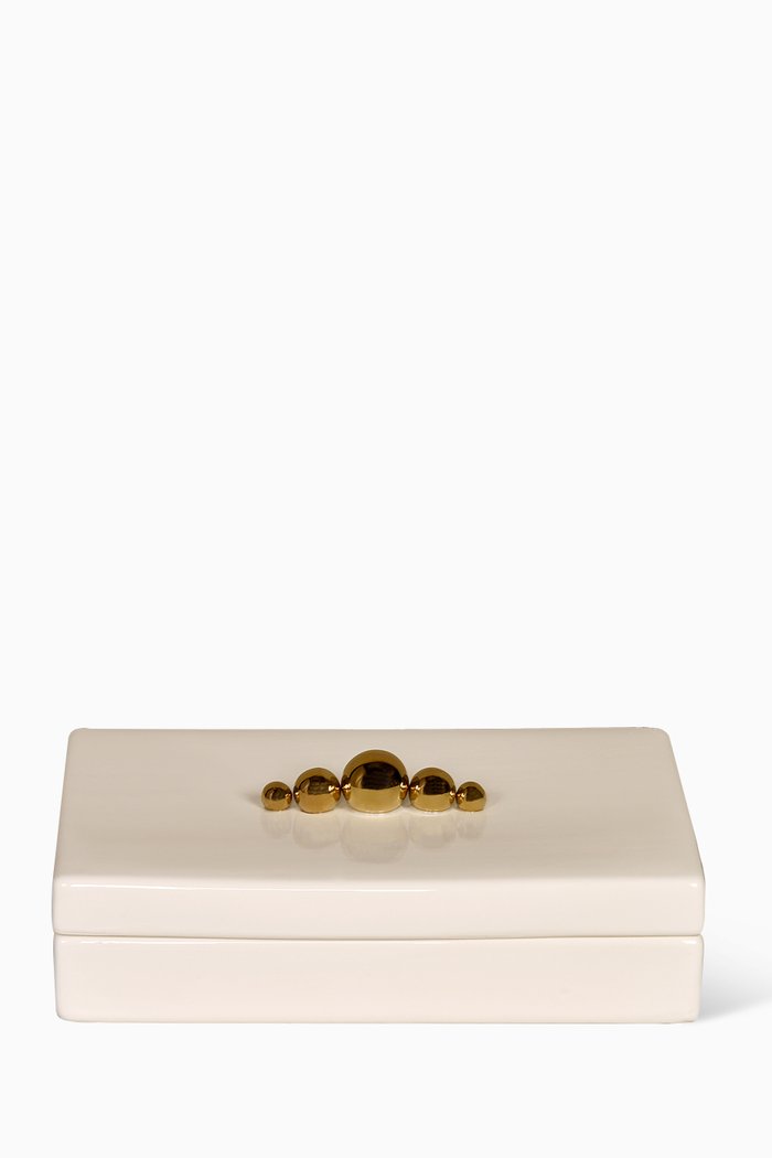 Large Ceramic Jewelry Box, White