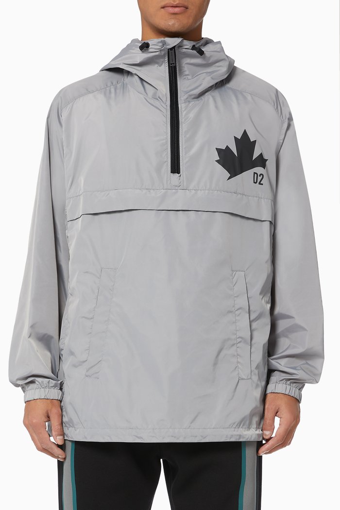 

D2 Leaf Nylon Windbreaker, Grey