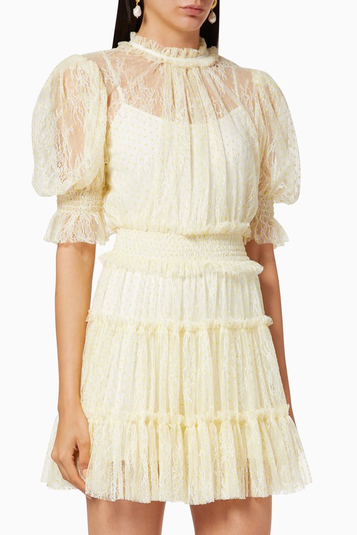 

Ily Lace Mini Dress, Yellow
