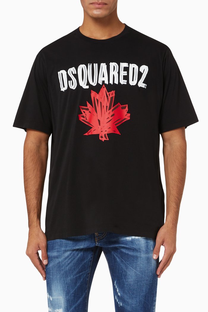 

Leaf Slouch Jersey T-shirt, Black