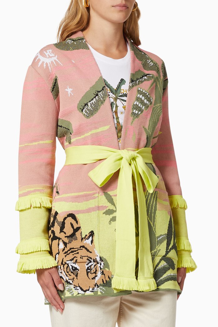 

Drinking Tiger Cardigan in Cotton Jacquard, Pink