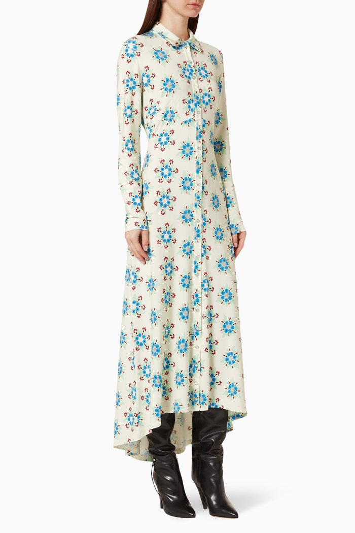 

Floral-Print Jersey Dress, Neutral