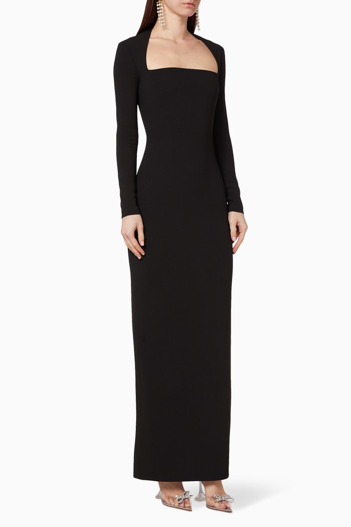 

Clio Fitted Maxi Dress, Black