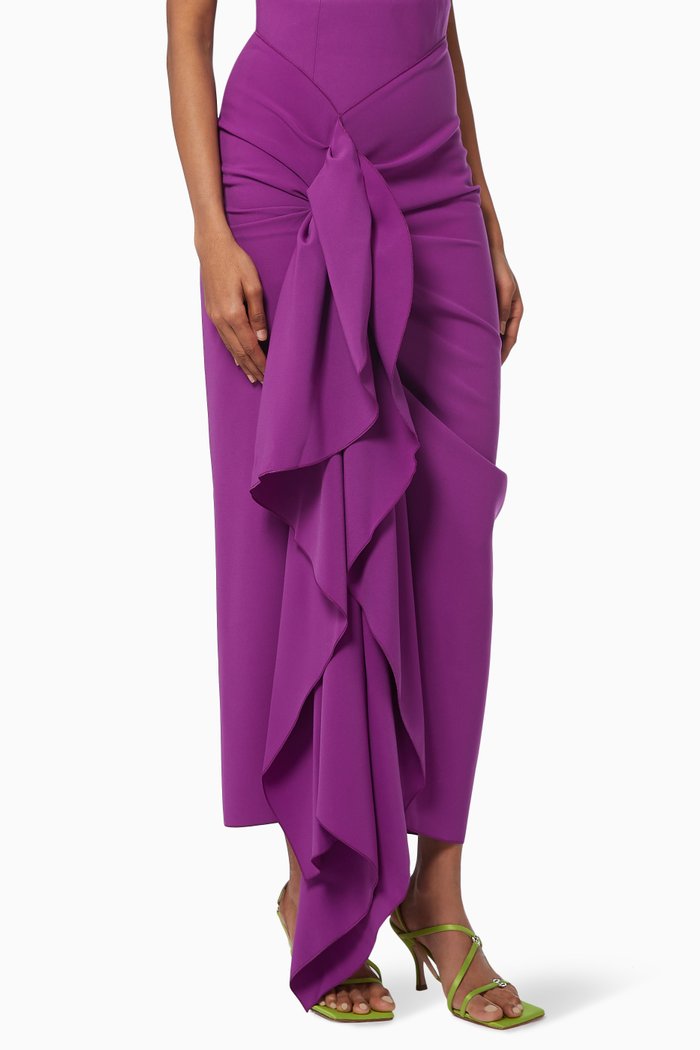 

Giana Ruffle Knot Skirt in Crepe, Purple