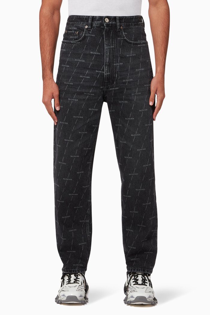 

Regular Pants in Stonewashed Lasered Denim, Black
