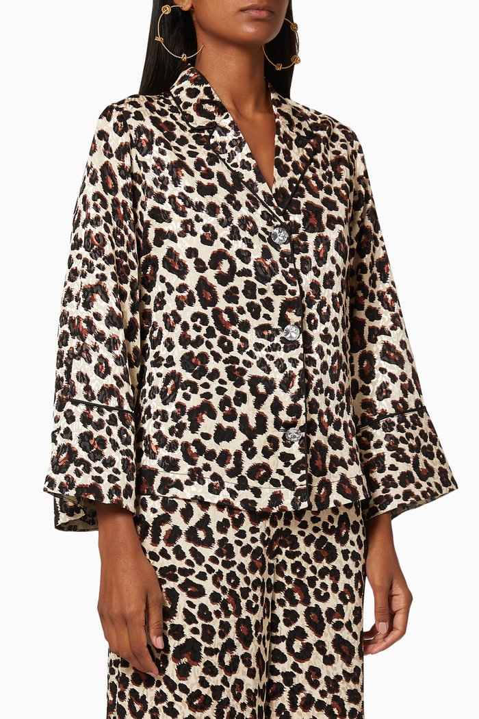 

Nina Leopard Print Pyjama Top, Brown