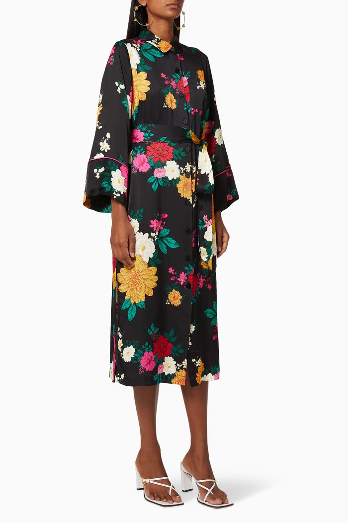 

Sophie Floral Shirt Dress, Black