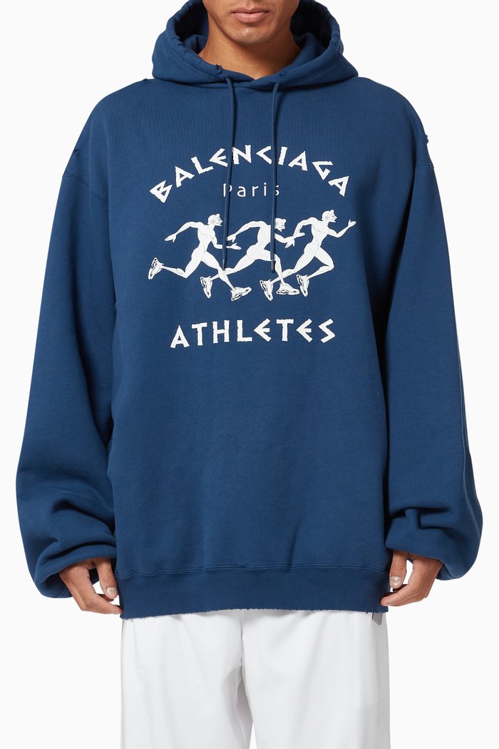 

Marathon Sport Oversized Hoodie in Organic Curly Fleece, Blue