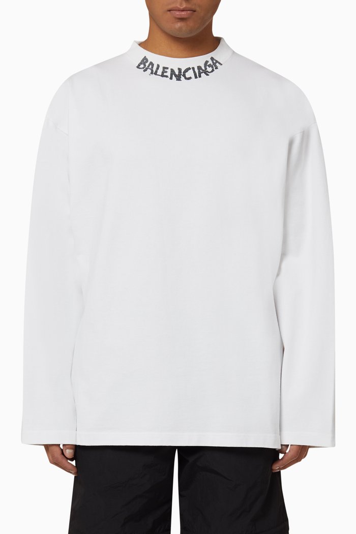 

Scribble Logo Curved T-shirt in Heavy Jersey, White