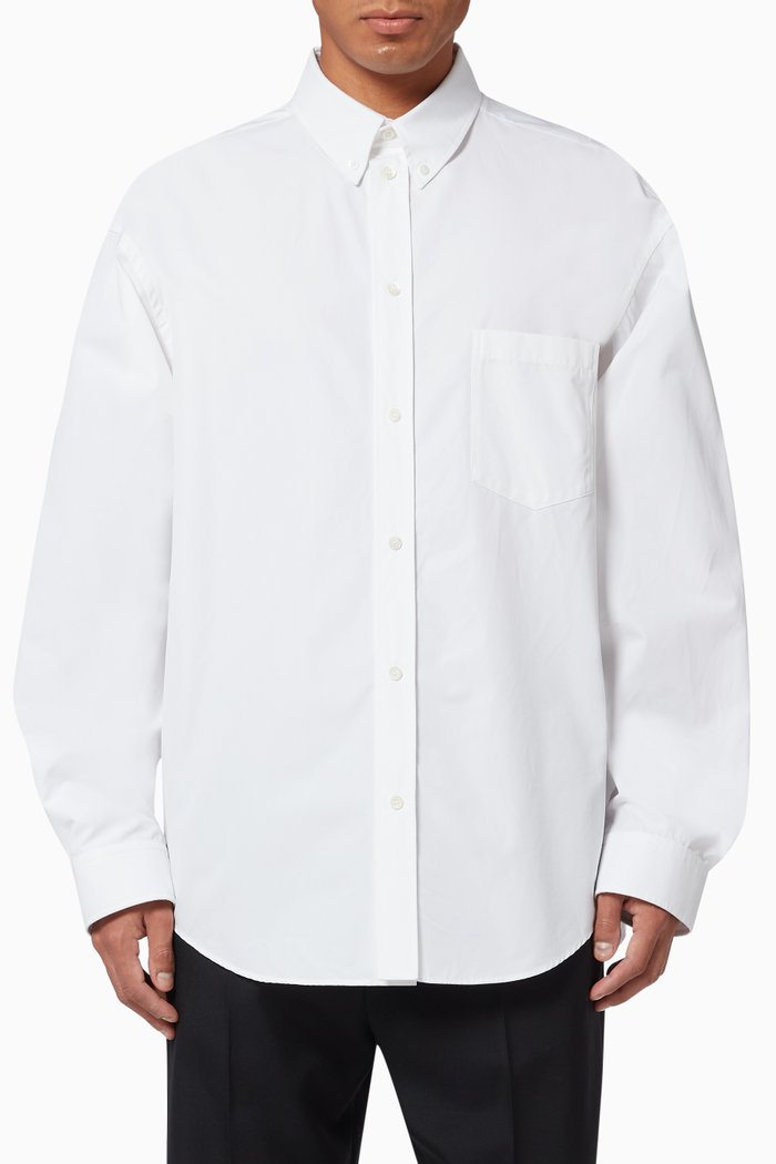 

Languages Large Fit Shirt in Cotton Poplin, White