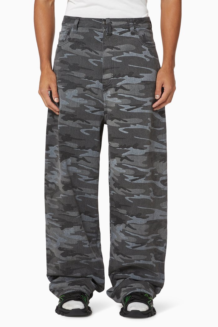 

Camo Baggy Pants in Denim Cotton Twill, Grey