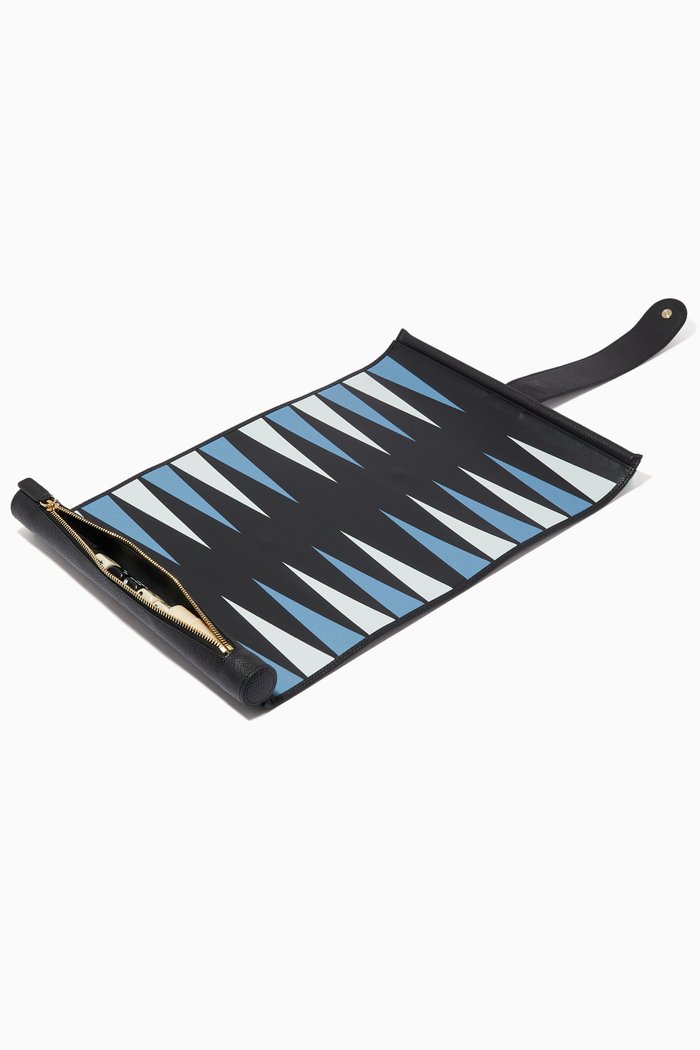 

Panama Travel Backgammon Roll in Crossgrain Leather, Black