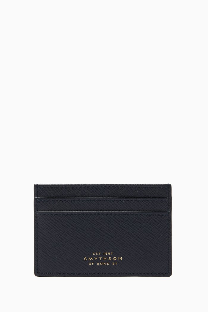 

Panama Card Holder in Crossgrain Leather, Blue