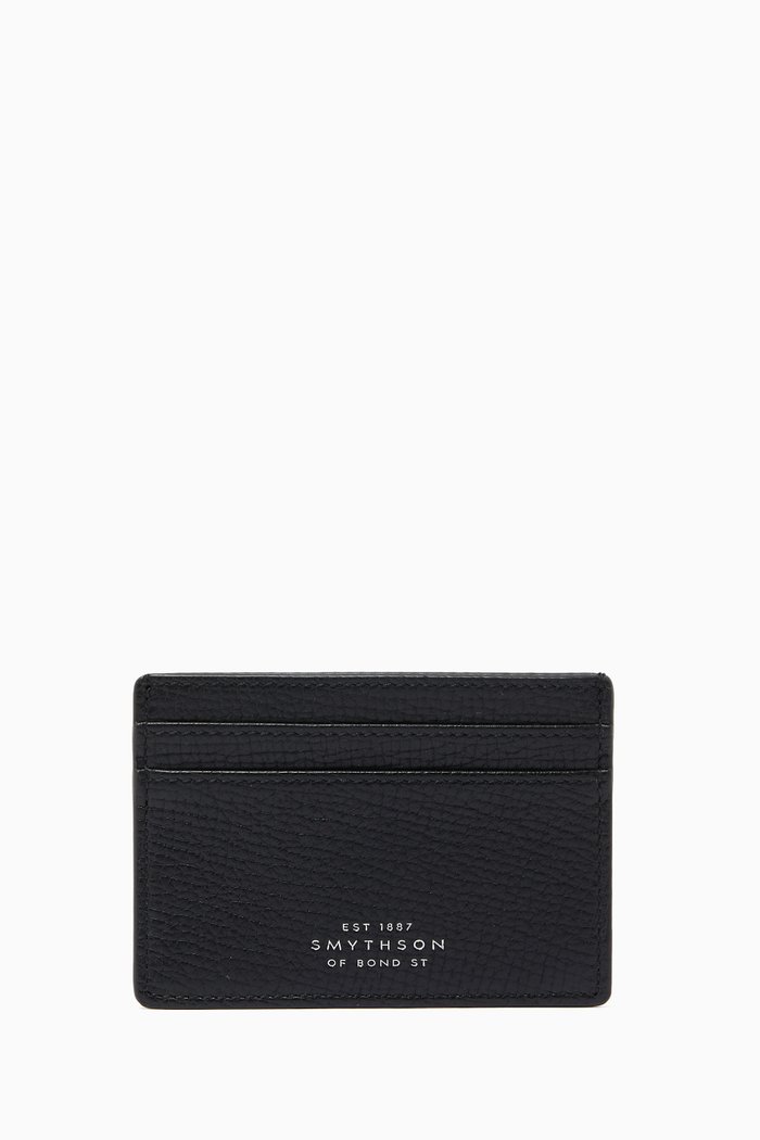 

Ludlow Card Holder in Grained Leather, Black