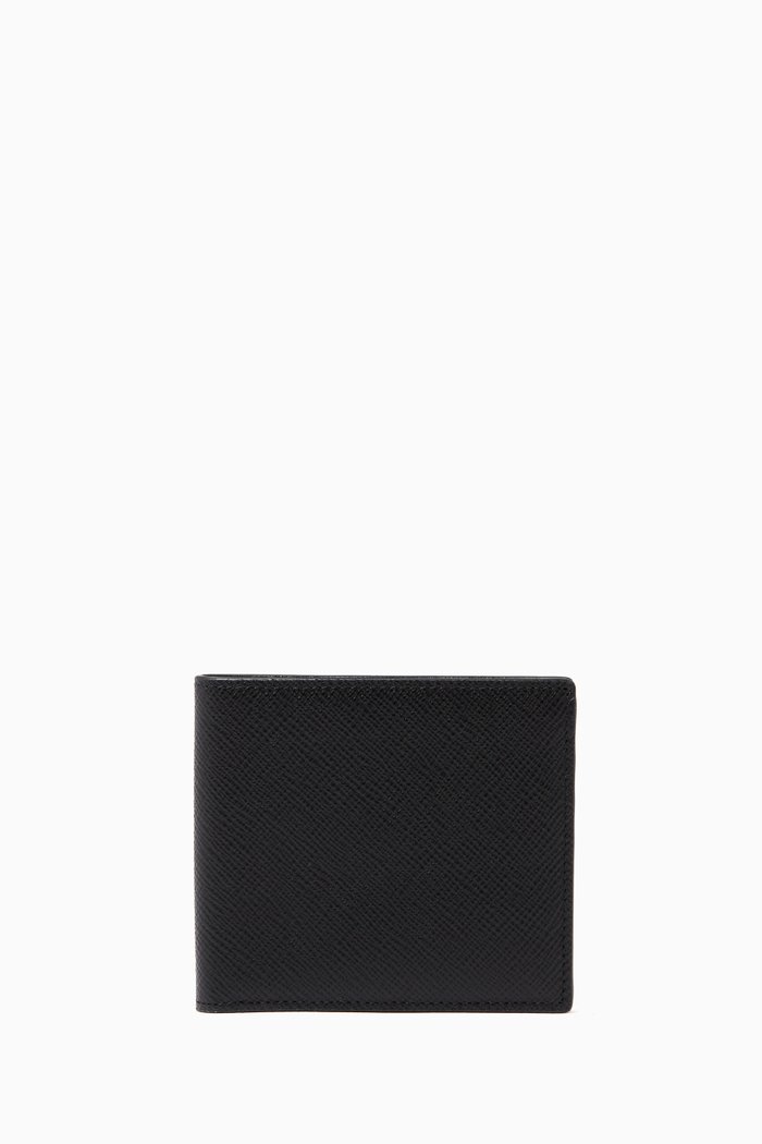 

Panama 6 Card Wallet in Crossgrain Leather, Black