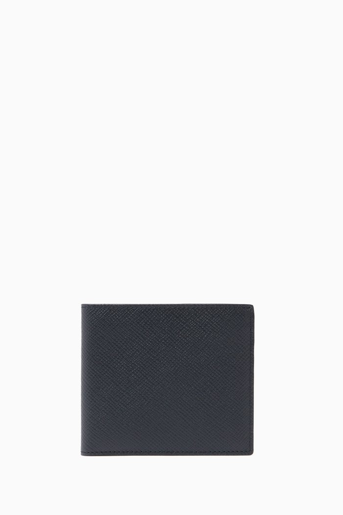 

Panama 6 Card Wallet in Crossgrain Leather, Blue